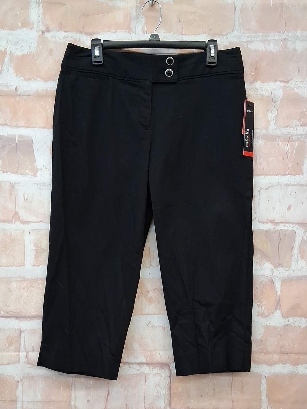 NWT Rafaella Black Ankle Crop Jeans with Double-Button Waist